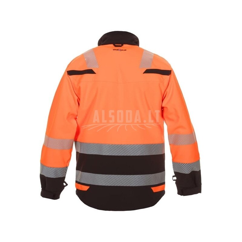 Softshell striukė, oranžinės-juodos spalvos, L dydis, JK: 40/EU: 52-54, madinga didelio matomumo linija, Telford, Hydrowear, 040 1