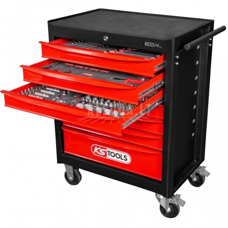 Vežimėlis su 215vnt. įrankių KS TOOLS ECOline, 7 stalčiai 1 Vežimėlis su 215vnt. įrankių KS TOOLS ECOline, 7 stalčiai 1