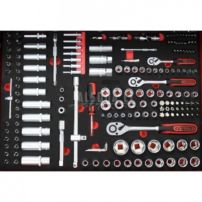 Vežimėlis su 215vnt. įrankių KS TOOLS ECOline, 7 stalčiai 2 Vežimėlis su 215vnt. įrankių KS TOOLS ECOline, 7 stalčiai 2
