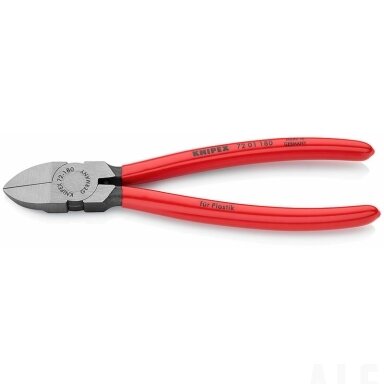 Žnyplės šoninio kirpimo, spyruoklė, plastikui, 180 mm, Knipex